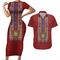 Philippines Christmas Couples Matching Short Sleeve Bodycon Dress and Hawaiian Shirt Parol Xmas Barong Style - Wonder Print Shop