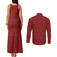 Philippines Christmas Couples Matching Tank Maxi Dress and Long Sleeve Button Shirt Parol Xmas Barong Style - Wonder Print Shop