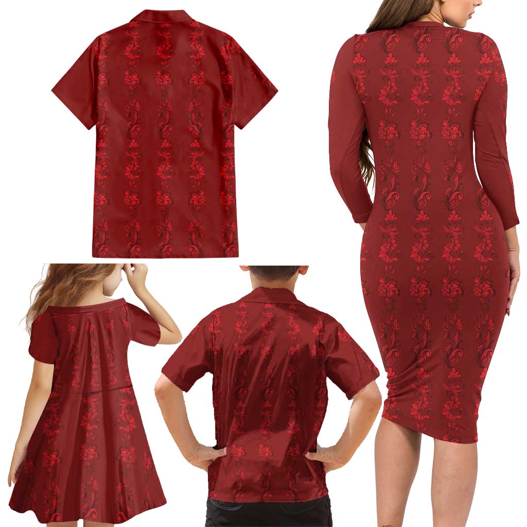 Philippines Christmas Family Matching Long Sleeve Bodycon Dress and Hawaiian Shirt Parol Xmas Barong Style - Wonder Print Shop