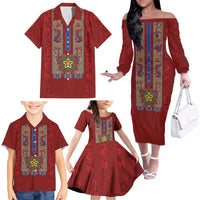Philippines Christmas Family Matching Off The Shoulder Long Sleeve Dress and Hawaiian Shirt Parol Xmas Barong Style - Wonder Print Shop