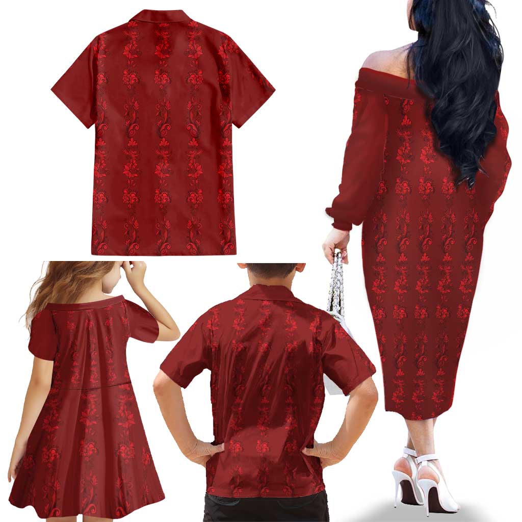 Philippines Christmas Family Matching Off The Shoulder Long Sleeve Dress and Hawaiian Shirt Parol Xmas Barong Style - Wonder Print Shop
