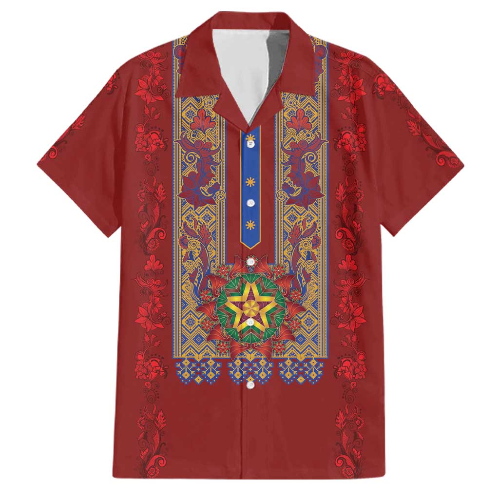 Philippines Christmas Family Matching Off Shoulder Maxi Dress and Hawaiian Shirt Parol Xmas Barong Style - Wonder Print Shop