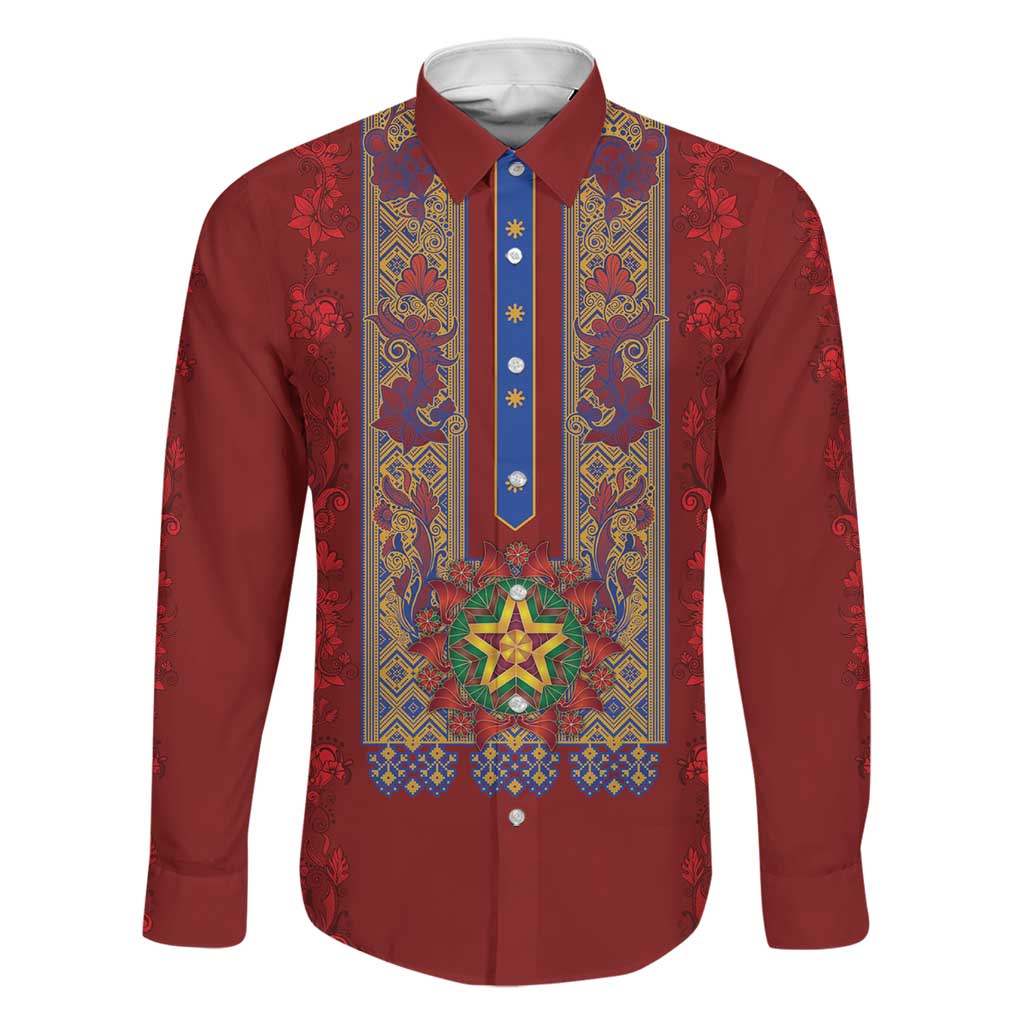 Philippines Christmas Family Matching Off Shoulder Short Dress and Hawaiian Shirt Parol Xmas Barong Style - Wonder Print Shop