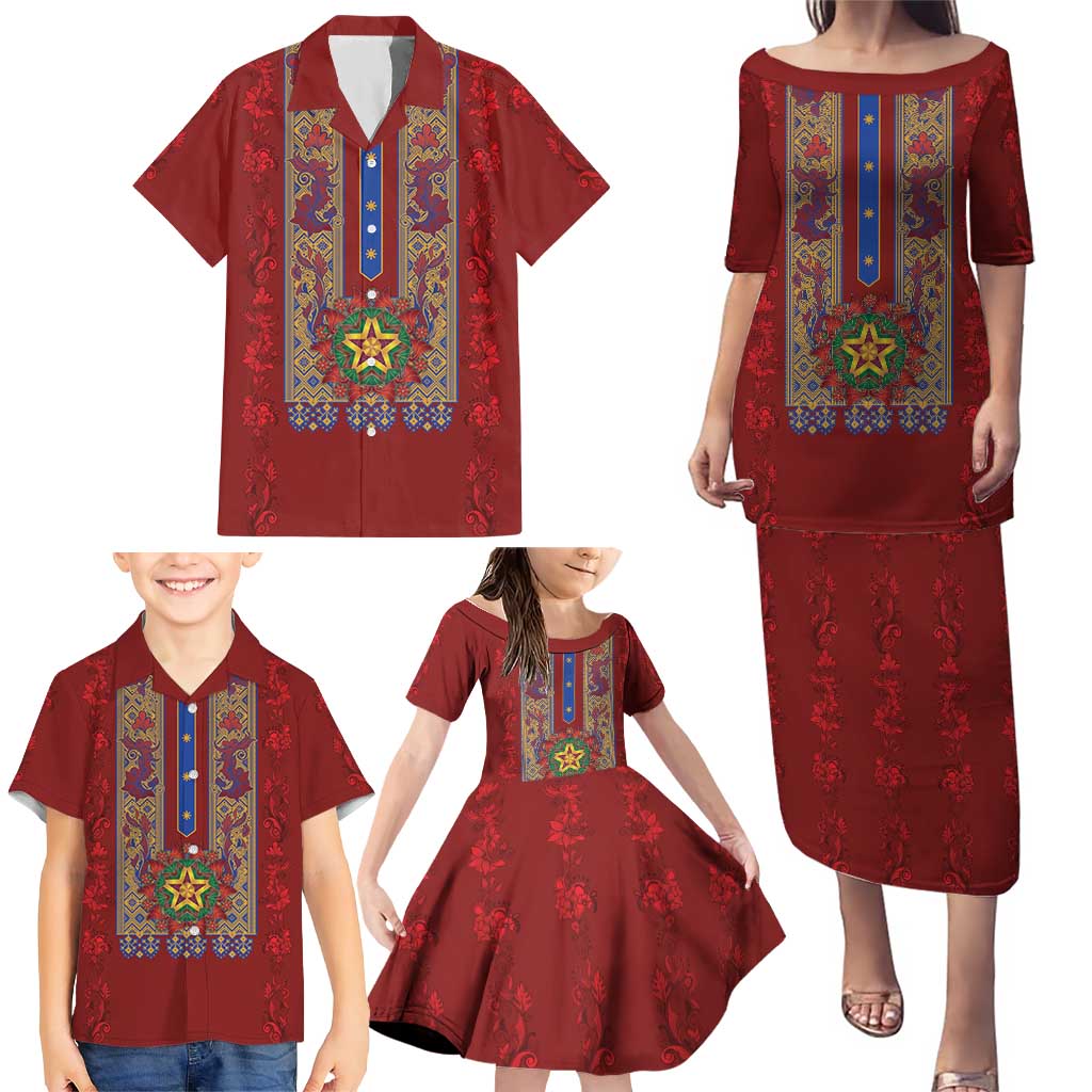 Philippines Christmas Family Matching Puletasi and Hawaiian Shirt Parol Xmas Barong Style - Wonder Print Shop