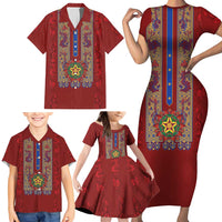 Philippines Christmas Family Matching Short Sleeve Bodycon Dress and Hawaiian Shirt Parol Xmas Barong Style - Wonder Print Shop