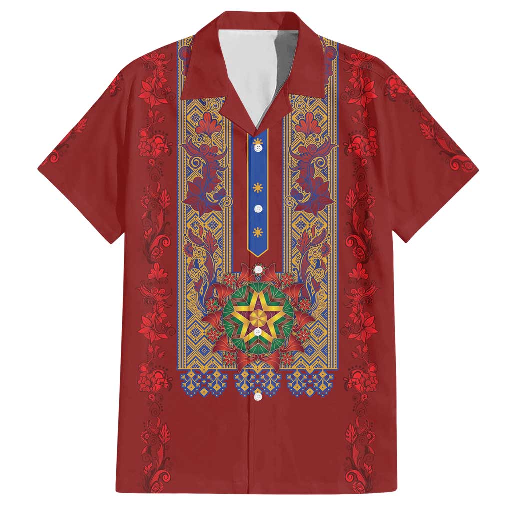 Philippines Christmas Hawaiian Shirt Parol Xmas Barong Style - Wonder Print Shop