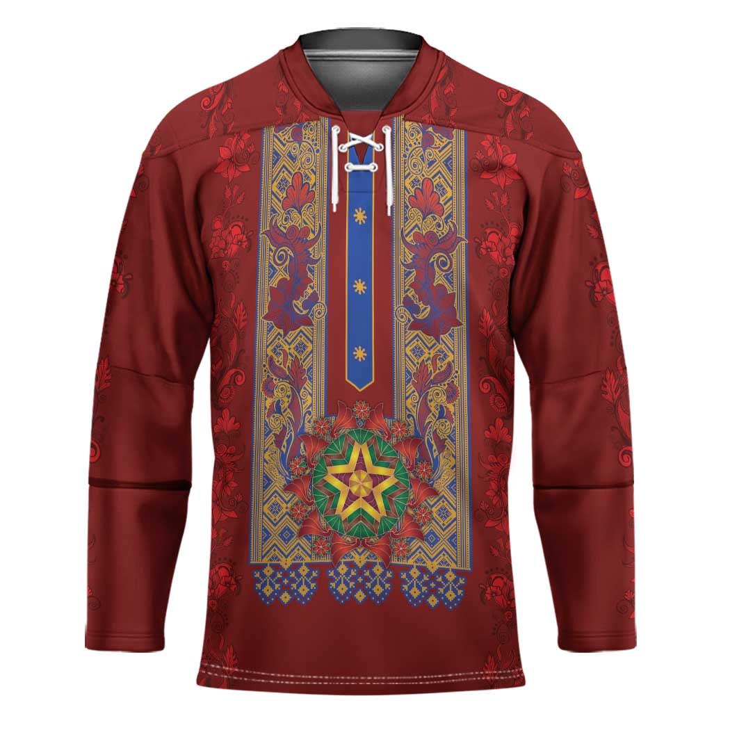 Philippines Christmas Hockey Jersey Parol Xmas Barong Style - Wonder Print Shop