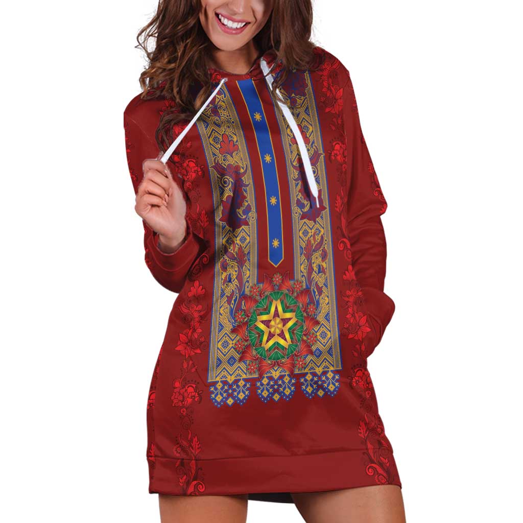 Philippines Christmas Hoodie Dress Parol Xmas Barong Style - Wonder Print Shop