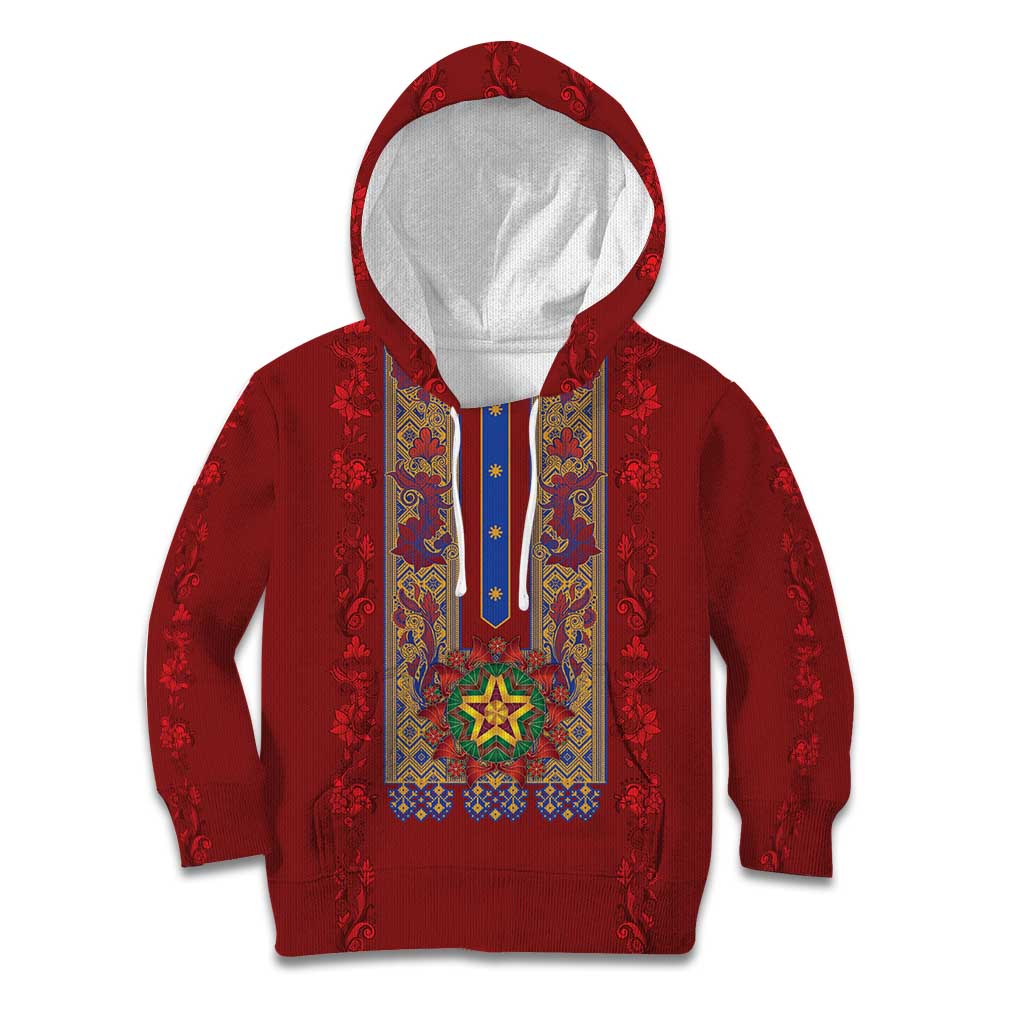 Philippines Christmas Kid Hoodie Parol Xmas Barong Style - Wonder Print Shop