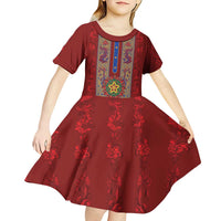 Philippines Christmas Kid Short Sleeve Dress Parol Xmas Barong Style - Wonder Print Shop