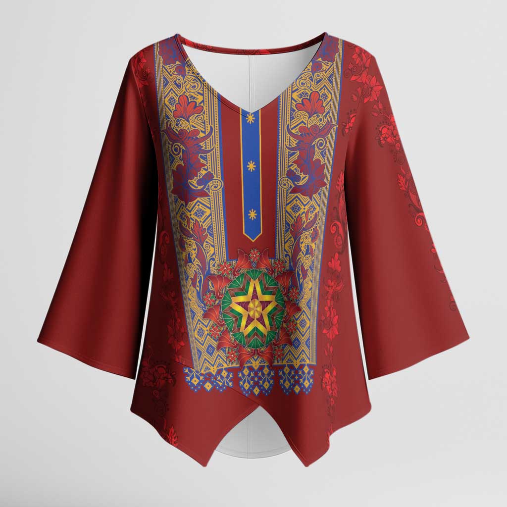 Philippines Christmas Kimono Sleeve Blouse Parol Xmas Barong Style - Wonder Print Shop