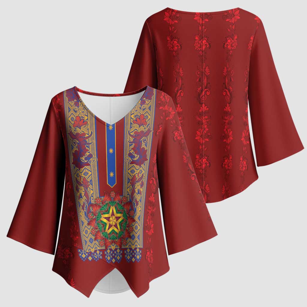 Philippines Christmas Kimono Sleeve Blouse Parol Xmas Barong Style - Wonder Print Shop