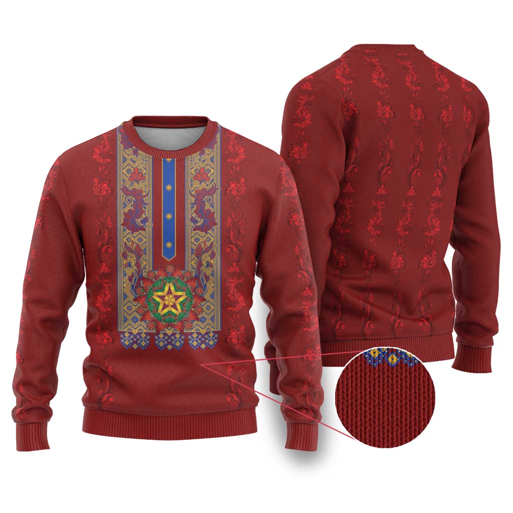 Philippines Christmas Ugly Christmas Sweater Parol Xmas Barong Style - Wonder Print Shop