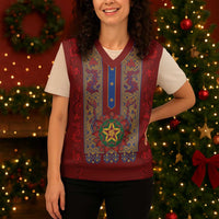 Philippines Christmas Knitted V-Neck Vest Parol Xmas Barong Style - Wonder Print Shop