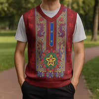 Philippines Christmas Knitted V-Neck Vest Parol Xmas Barong Style - Wonder Print Shop