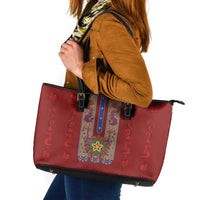 Philippines Christmas Leather Tote Bag Parol Xmas Barong Style - Wonder Print Shop