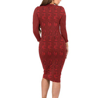 Philippines Christmas Long Sleeve Bodycon Dress Parol Xmas Barong Style - Wonder Print Shop