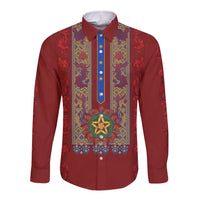 Philippines Christmas Long Sleeve Button Shirt Parol Xmas Barong Style - Wonder Print Shop