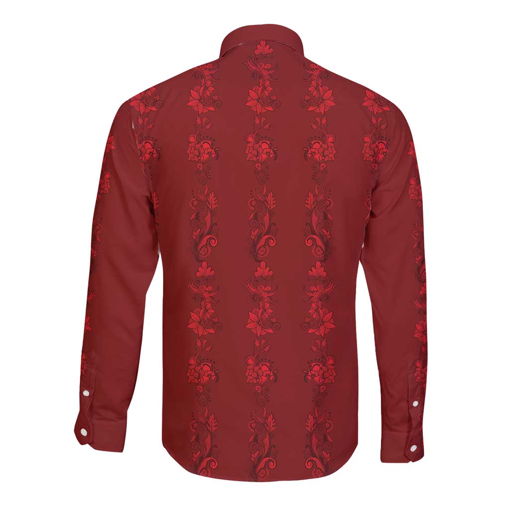 Philippines Christmas Long Sleeve Button Shirt Parol Xmas Barong Style - Wonder Print Shop