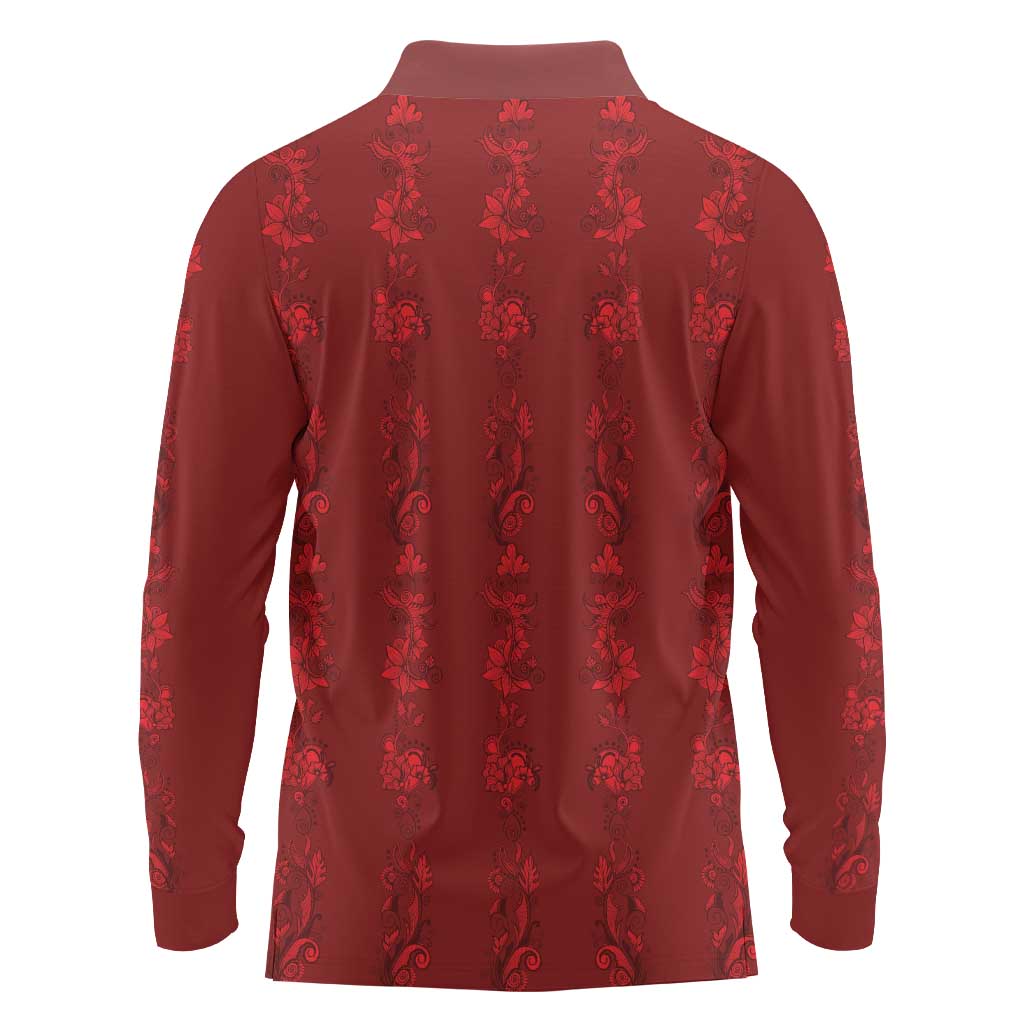 Philippines Christmas Long Sleeve Polo Shirt Parol Xmas Barong Style - Wonder Print Shop