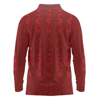 Philippines Christmas Long Sleeve Polo Shirt Parol Xmas Barong Style - Wonder Print Shop