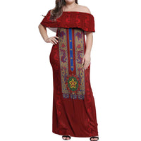 Philippines Christmas Off Shoulder Maxi Dress Parol Xmas Barong Style - Wonder Print Shop