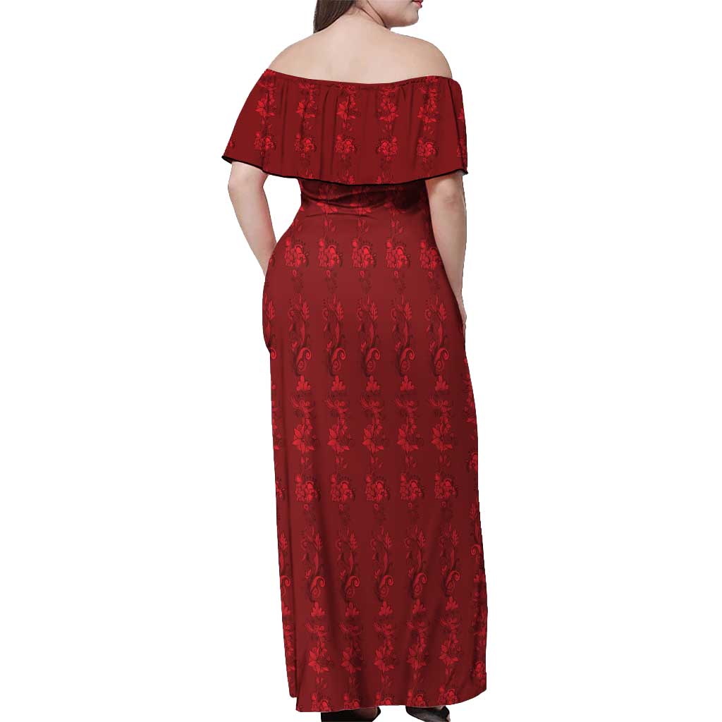 Philippines Christmas Off Shoulder Maxi Dress Parol Xmas Barong Style - Wonder Print Shop