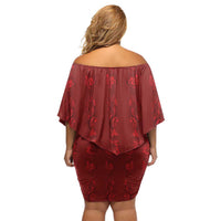 Philippines Christmas Off Shoulder Short Dress Parol Xmas Barong Style - Wonder Print Shop