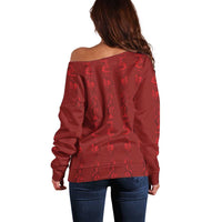 Philippines Christmas Off Shoulder Sweater Parol Xmas Barong Style - Wonder Print Shop