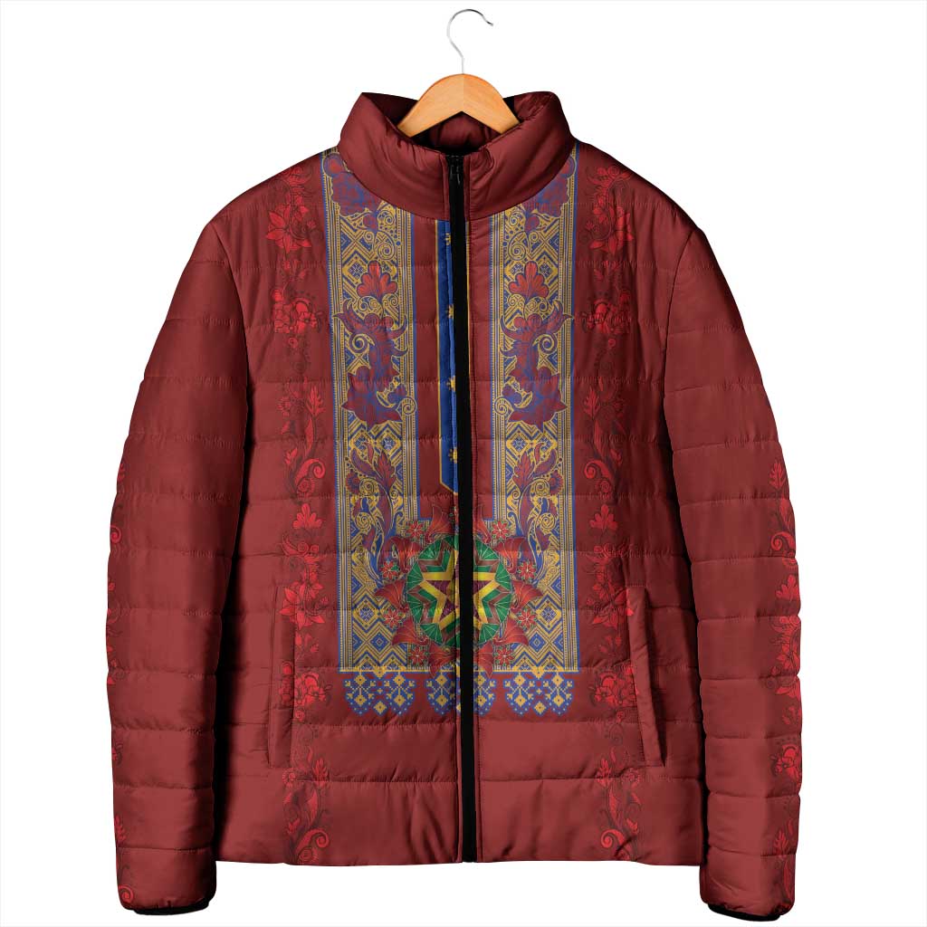 Philippines Christmas Padded Jacket Parol Xmas Barong Style - Wonder Print Shop