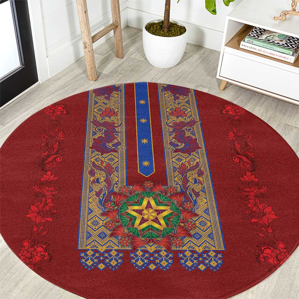 Philippines Christmas Round Carpet Parol Xmas Barong Style - Wonder Print Shop