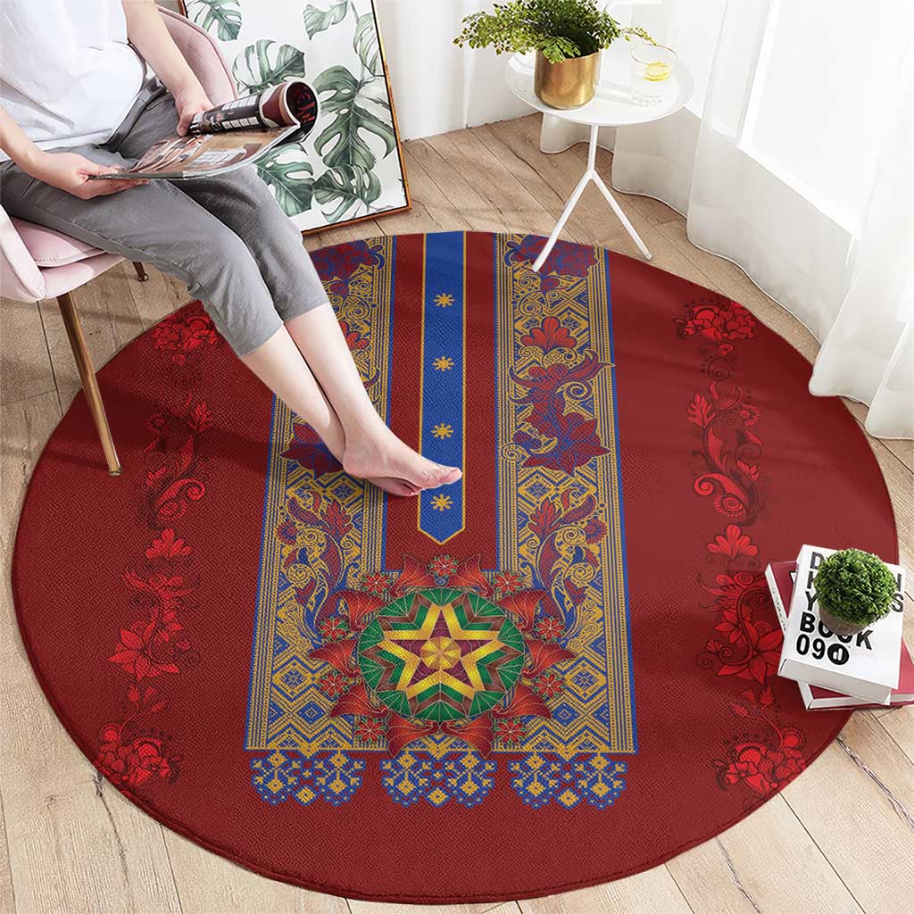 Philippines Christmas Round Carpet Parol Xmas Barong Style - Wonder Print Shop