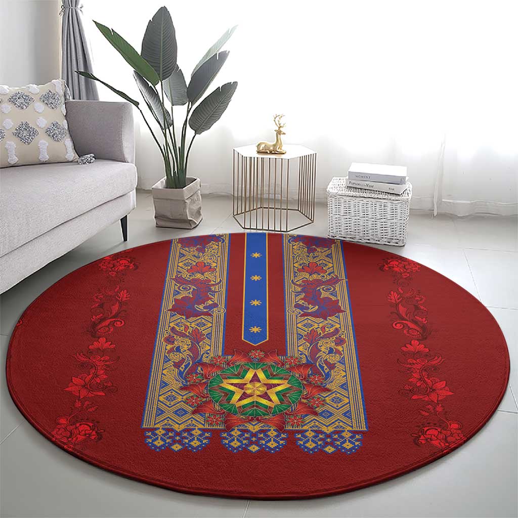 Philippines Christmas Round Carpet Parol Xmas Barong Style - Wonder Print Shop
