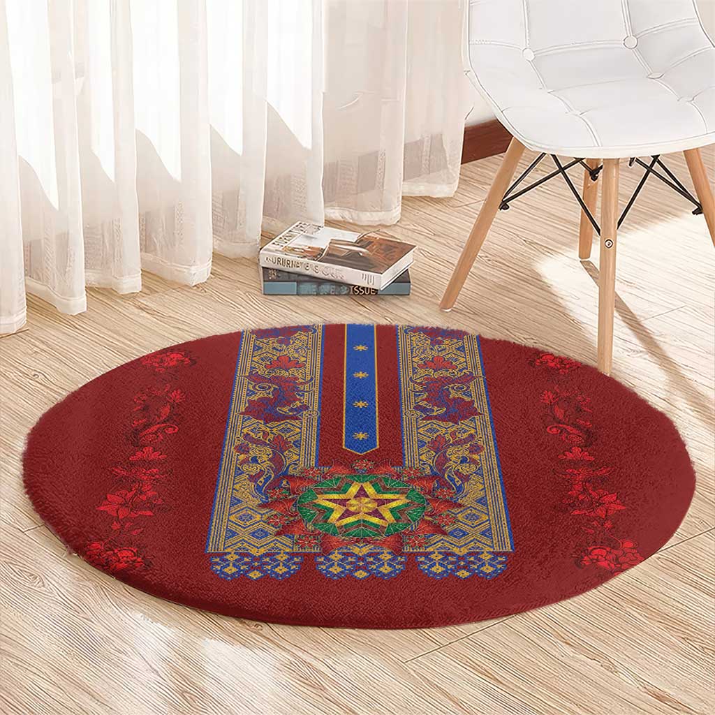 Philippines Christmas Round Carpet Parol Xmas Barong Style - Wonder Print Shop