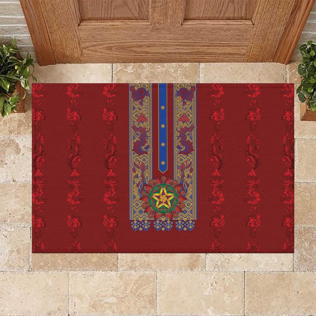 Philippines Christmas Rubber Doormat Parol Xmas Barong Style - Wonder Print Shop