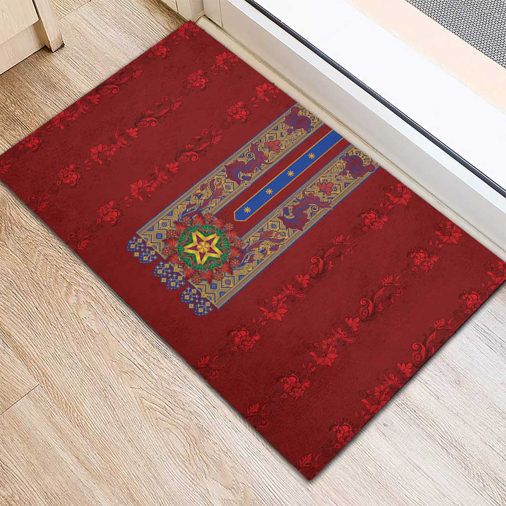 Philippines Christmas Rubber Doormat Parol Xmas Barong Style - Wonder Print Shop