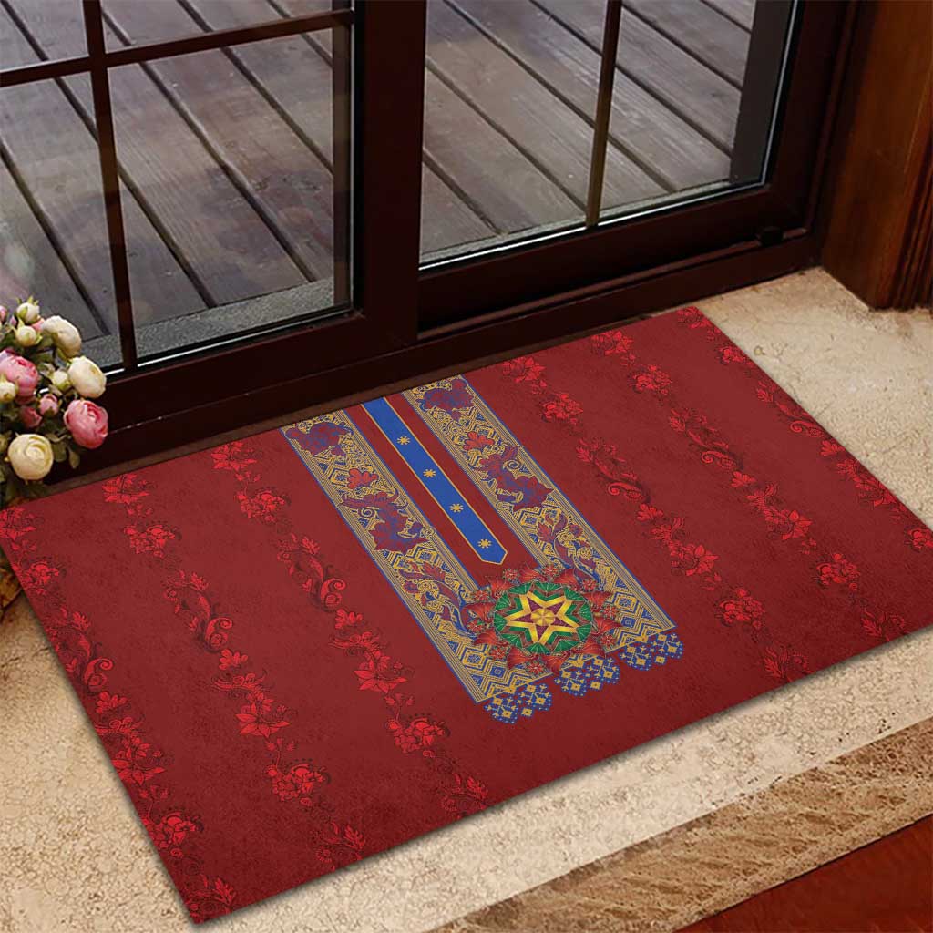 Philippines Christmas Rubber Doormat Parol Xmas Barong Style - Wonder Print Shop