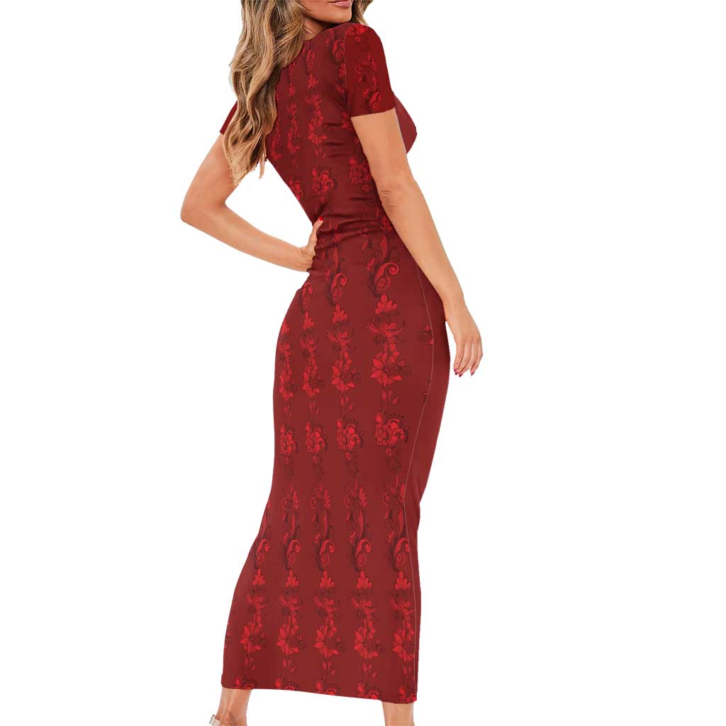 Philippines Christmas Short Sleeve Bodycon Dress Parol Xmas Barong Style - Wonder Print Shop