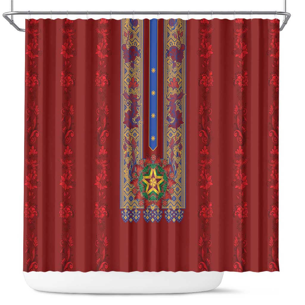 Philippines Christmas Shower Curtain Parol Xmas Barong Style - Wonder Print Shop