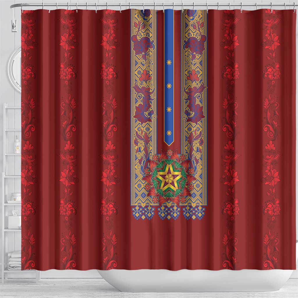 Philippines Christmas Shower Curtain Parol Xmas Barong Style - Wonder Print Shop