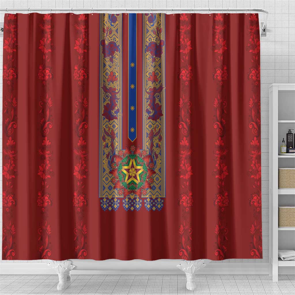 Philippines Christmas Shower Curtain Parol Xmas Barong Style - Wonder Print Shop
