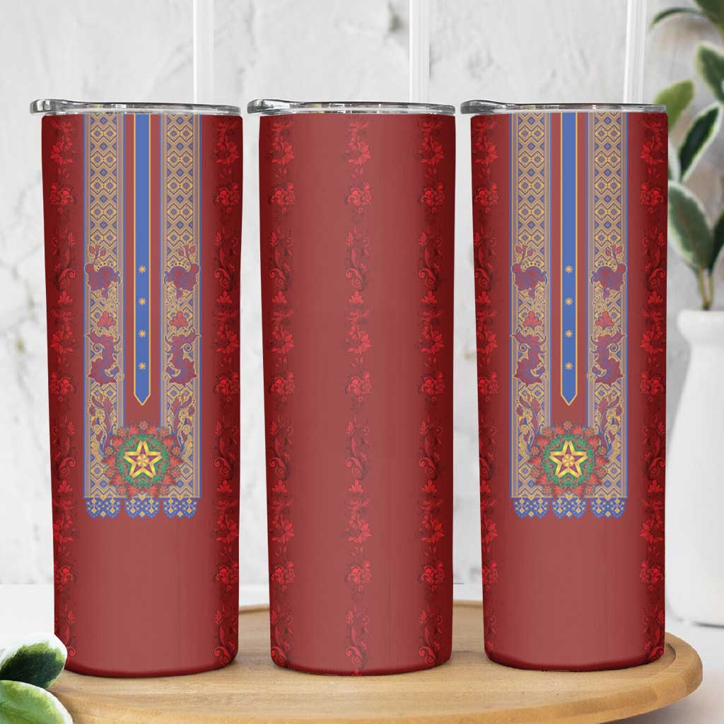 Philippines Christmas Skinny Tumbler Parol Xmas Barong Style - Wonder Print Shop