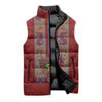 Philippines Christmas Sleeveless Puffer Jacket Parol Xmas Barong Style - Wonder Print Shop