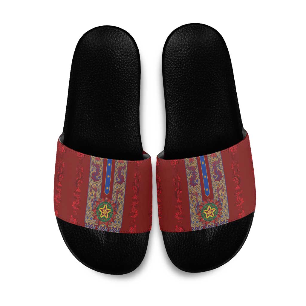Philippines Christmas Slide Sandals Parol Xmas Barong Style - Wonder Print Shop