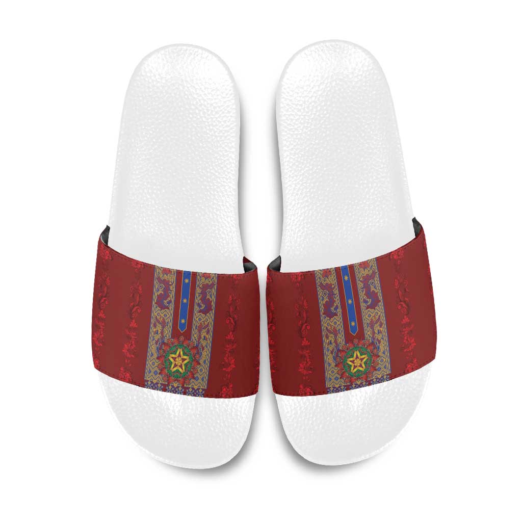 Philippines Christmas Slide Sandals Parol Xmas Barong Style - Wonder Print Shop