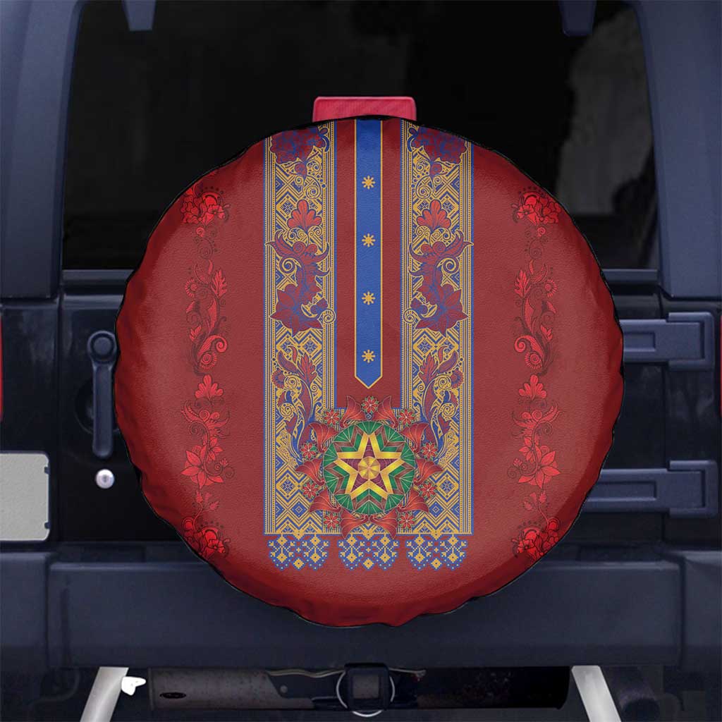 Philippines Christmas Spare Tire Cover Parol Xmas Barong Style - Wonder Print Shop