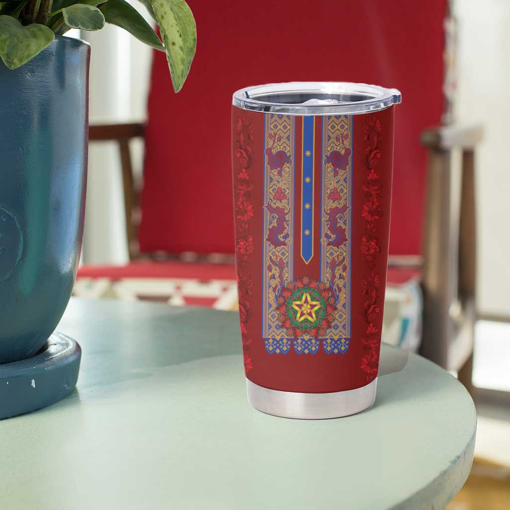Philippines Christmas Tumbler Cup Parol Xmas Barong Style - Wonder Print Shop