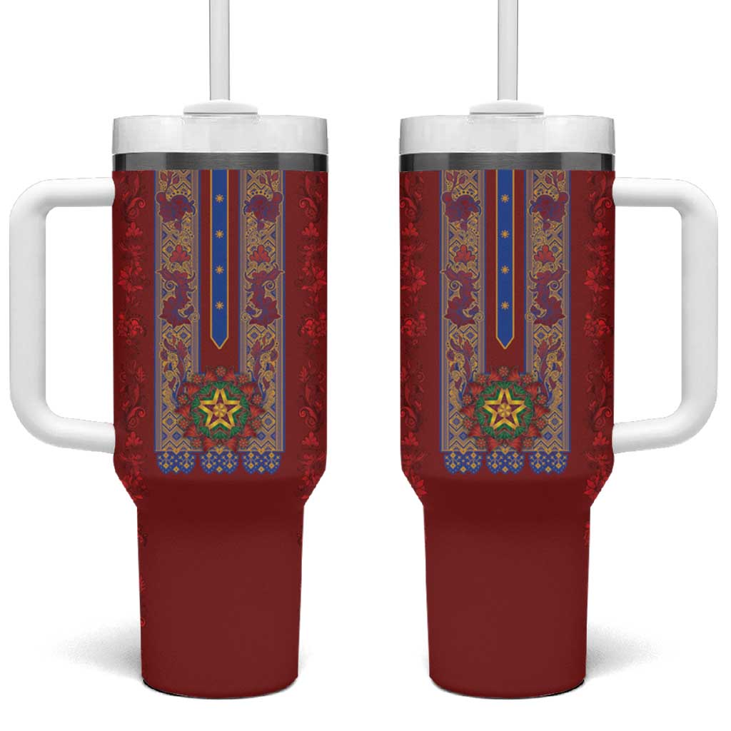 Philippines Christmas Tumbler With Handle Parol Xmas Barong Style - Wonder Print Shop