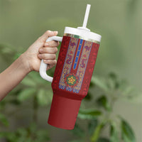 Philippines Christmas Tumbler With Handle Parol Xmas Barong Style - Wonder Print Shop
