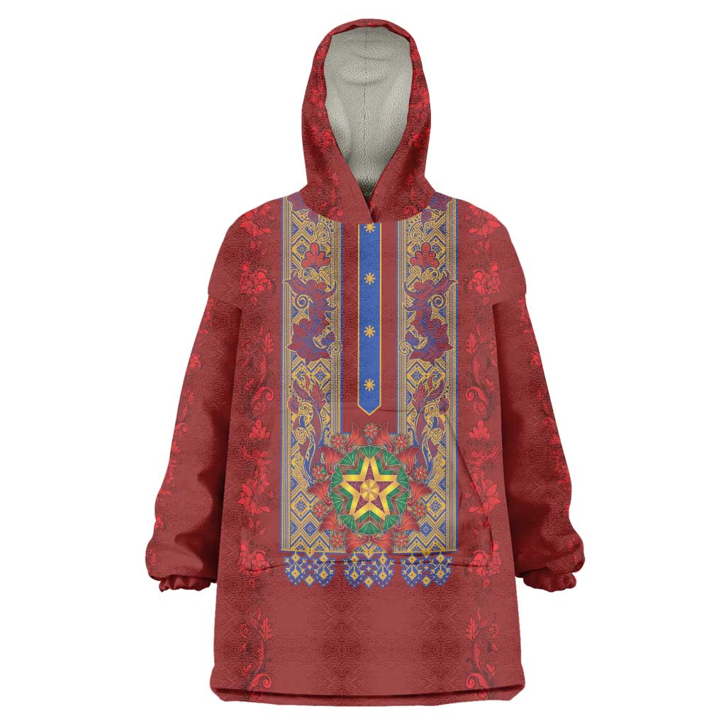 Philippines Christmas Wearable Blanket Hoodie Parol Xmas Barong Style - Wonder Print Shop
